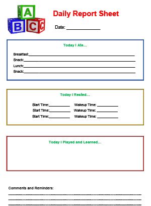 daily report sheet template