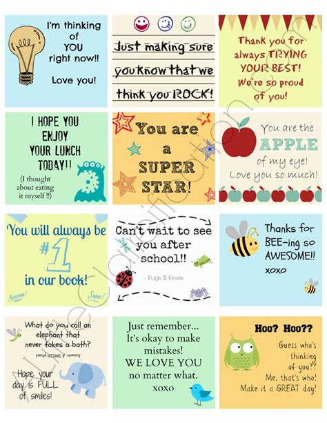 printable lunch box notes theyll love diy candy