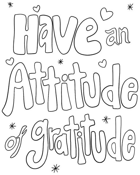 printable   attitude  gratitude coloring page printable
