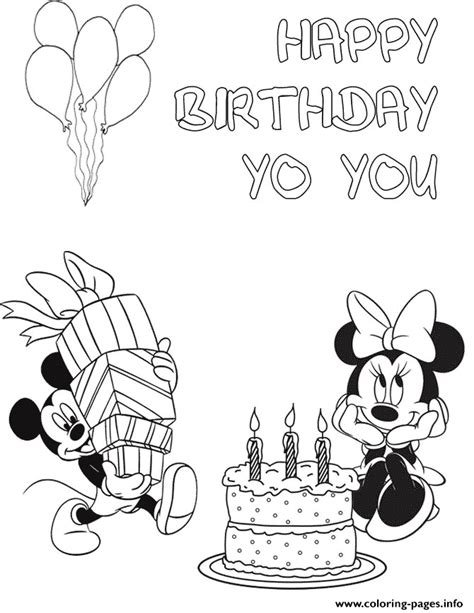 mickey  minnie birthday disney coloring page printable