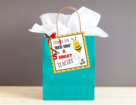 bee ing  great teacher printable gift tag etsy