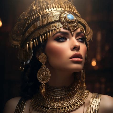 Premium Ai Image Portrait Of A Beautiful Egyptian Woman With Golden