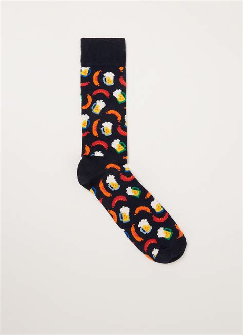 happy socks beer  sausage sokken met print zwart de bijenkorf
