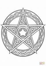 Wiccan Pentagram Wicca Witch Pagan Mandala Celtic Symbole Witchcraft Pentacle Esoterisme Coloriage Supercoloring Drukuj sketch template