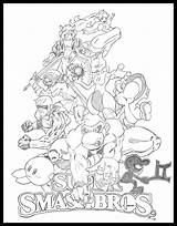 Smash Bros Coloriage Personnages Kirby Samus Colorier Gratuitement Nintendo Malvorlagen 123dessins Malbücher Malbögen Sketchite Brawl sketch template
