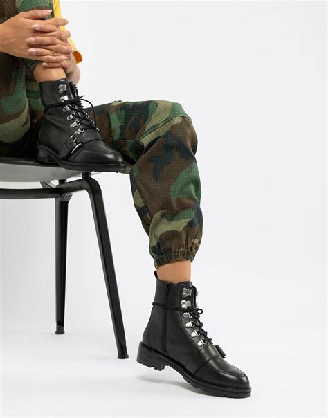 asos design arya leather hiker ankle boots 76 00 usd ankle lace up