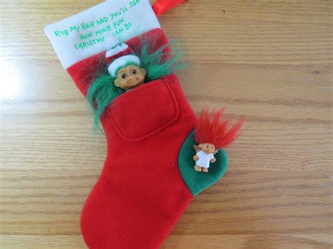 Russ Troll In Christmas Stocking Green Hair Red Sock Red Hat Good Luck