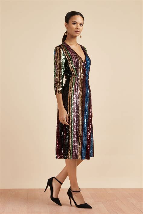 dresses margaux sequin stripe wrap midi dress