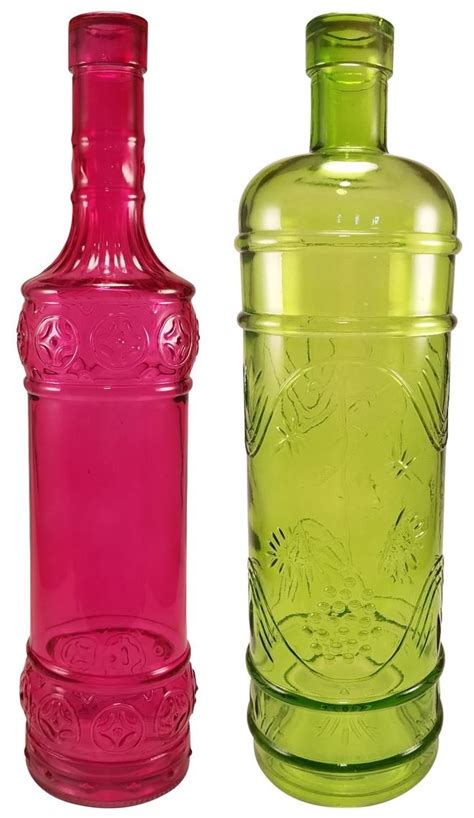 Colored Glass Bottles Large Wine Bottle Size Decorative Vintage