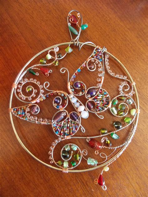 wire  glass bead suncatcherbutterfly wire work jewelry jewelry