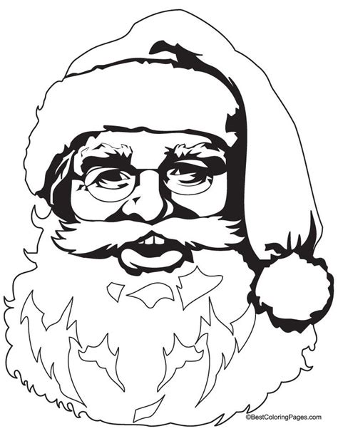 happy santa clause head coloring page   happy santa