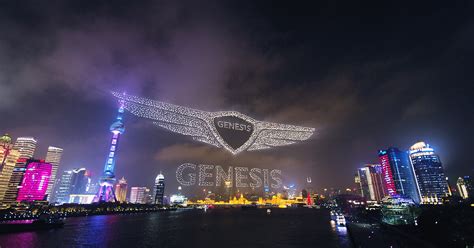genesis show breaks world record  flying  drones   shanghai skyline