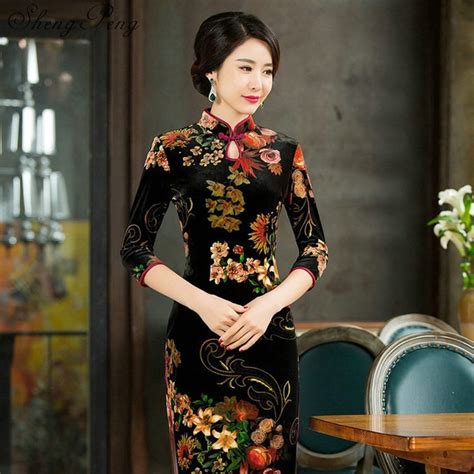 2018 chinese qipao clothes women s satin cheongsam qipao corduroy