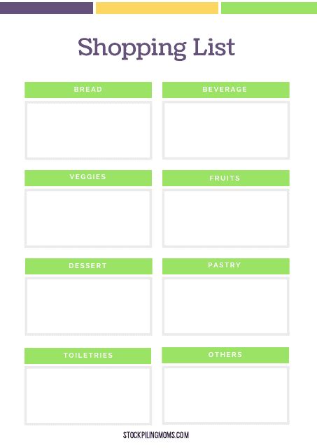 shopping list template violet  printable  templateroller