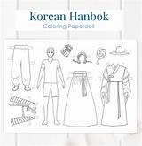 Hanbok Korea Paperdoll Manhwa Crafts Lunar sketch template