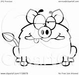 Drunk Boar Coloring Clipart Outlined Cartoon Vector Thoman Cory Illustration Template Royalty sketch template
