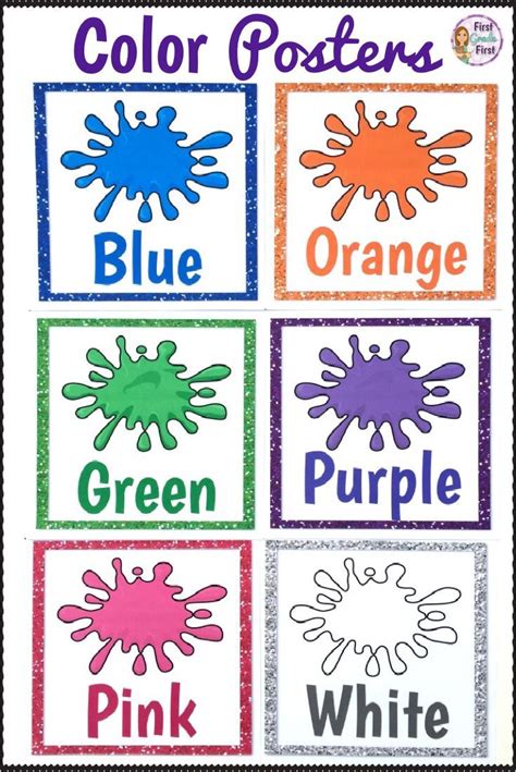 color posters in english and spanish kindergarten