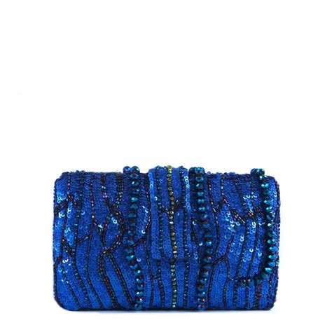simitri designs blue waterfall clutch gigi hadid blue sequin chanel bag popsugar fashion