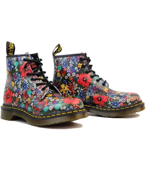 dr martens  retro mod wanderlust floral boots  black