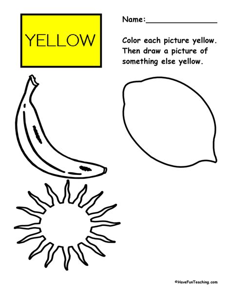 coloring yellow pictures worksheet  teach simple