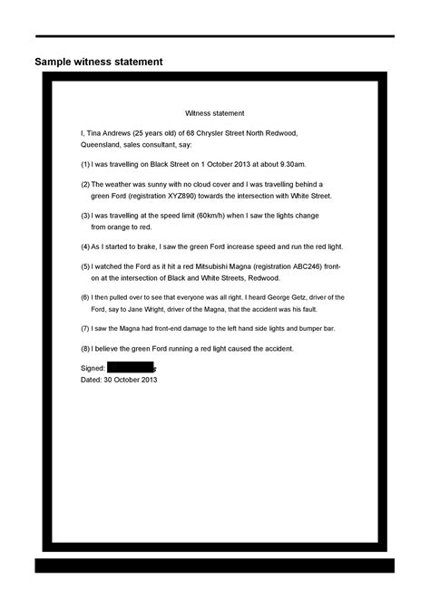 professional witness statement forms templates templatelab