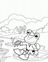 Coloring Pages Lake Pond Frog Duck Prince Printable Rain Umbrella Books Under Popular Coloringhome sketch template