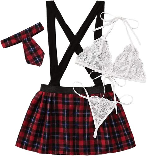shein women s sexy schoolgirl costume lingerie outfit for sexy 4 piece