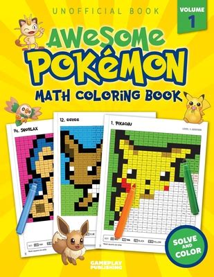 awesome pokemon math coloring book volume  paperback  book table