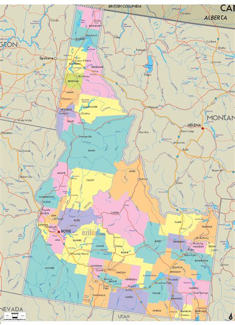 political map  idaho ezilon maps