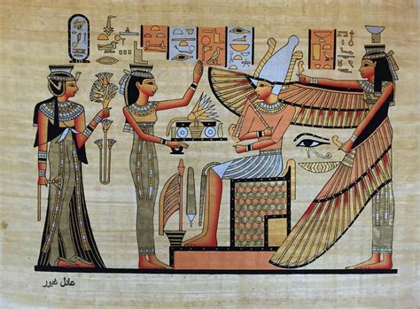Nefertiti And Isis Before Osiris And Winged Nephthys
