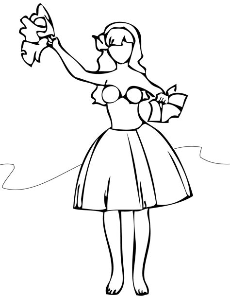 hula girl coloring page  getdrawings