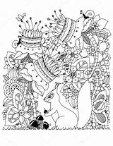 Zen Squirrel Stress Tangle Flowers Acorn Tanvetka Depositphotos sketch template