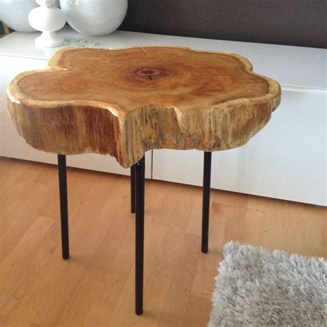 stump  table cedar wood stump table  metal legs
