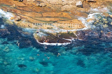 flate rock bondi beach aerial photo eastern beaches summer framed
