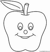 Coloring Apple Vegetables Fruits Smiling Apples Print Kids Color sketch template
