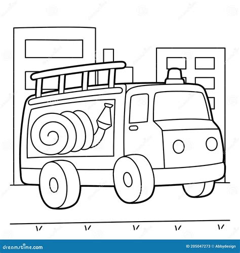 fire truck coloring page stock vector illustration  rescue