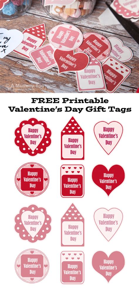 printable valentines day gift tags  pink  red  mummy