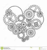 Gears Coloring Pages Steampunk Heart Gear Adult Tattoo Drawing Drawings Choose Board Colouring 01kb 1300 sketch template