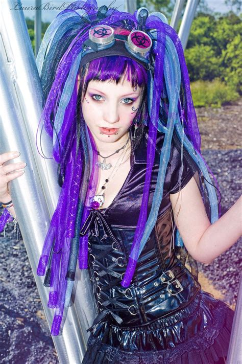 Purple Blue Cyberlox Gothic Fashion Women Cybergoth Goth Girls