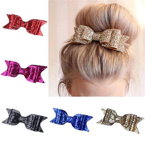 Buy Gold Glitter Bow Hair Clip For Girl And Women