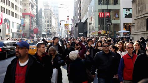 crowd  people walking  nyc sidewalk stock footage sbv