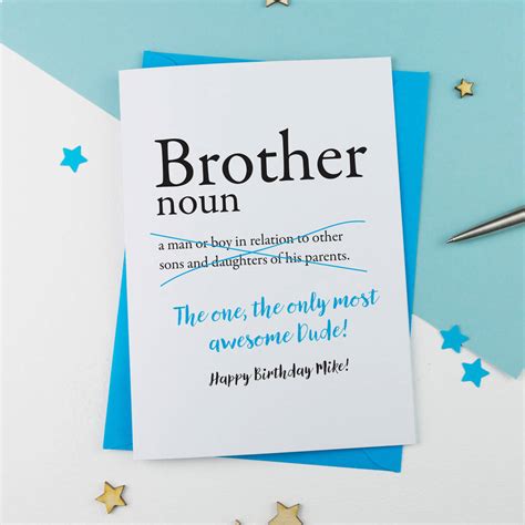 brother birthday card personalised by a is for alphabet