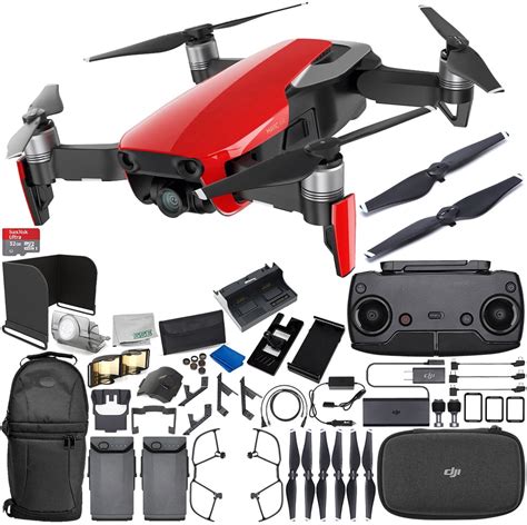 dji mavic air drone quadcopter flame red  battery ultimate bundle walmartcom walmartcom