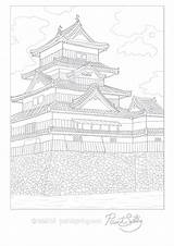 Coloring Japanese Pages Adult Japan Book Temple Printable Pagoda Adults Drawing Colouring Castle Color Detailed House Paper Getdrawings Samurai Books sketch template