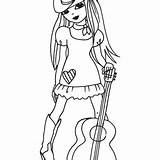 Cowgirl Coloring Howdy Guitar Awesome Her sketch template