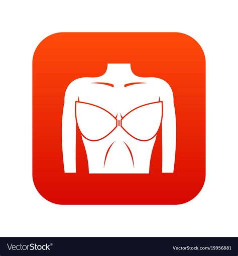 Female Breast In A Bra Icon Digital Red Royalty Free Vector