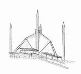 Mosque Faisal Shah Sketches Picstopin sketch template