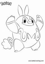 Pignite Coloring Pages Pokemon Printable Kids sketch template