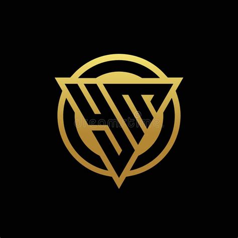 ym logo monogram  triangle shape  circle rounded isolated  gold colors stock vector