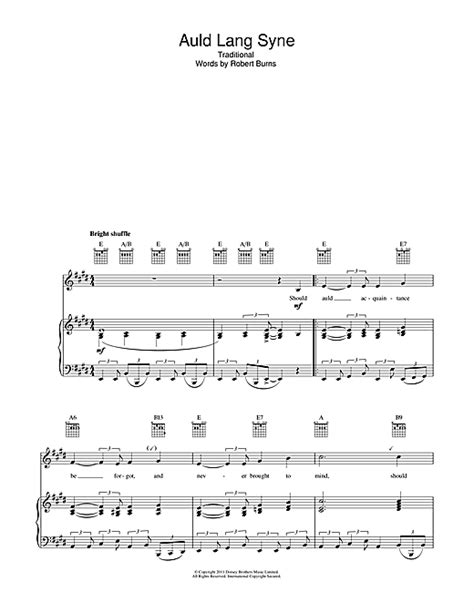 Auld Lang Syne Sheet Music By Traditional Piano Vocal